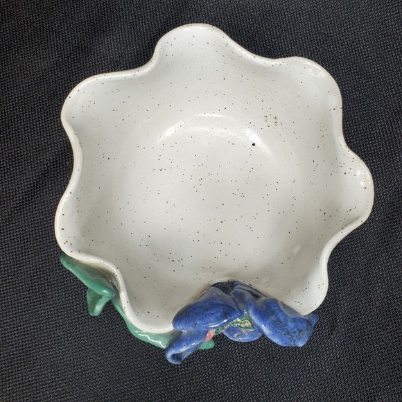 Glazed Stoneware Bowl Studio Art Pottery Artist Signed OOAK Blue Green 6.5x3.5" - Picture 5 of 12